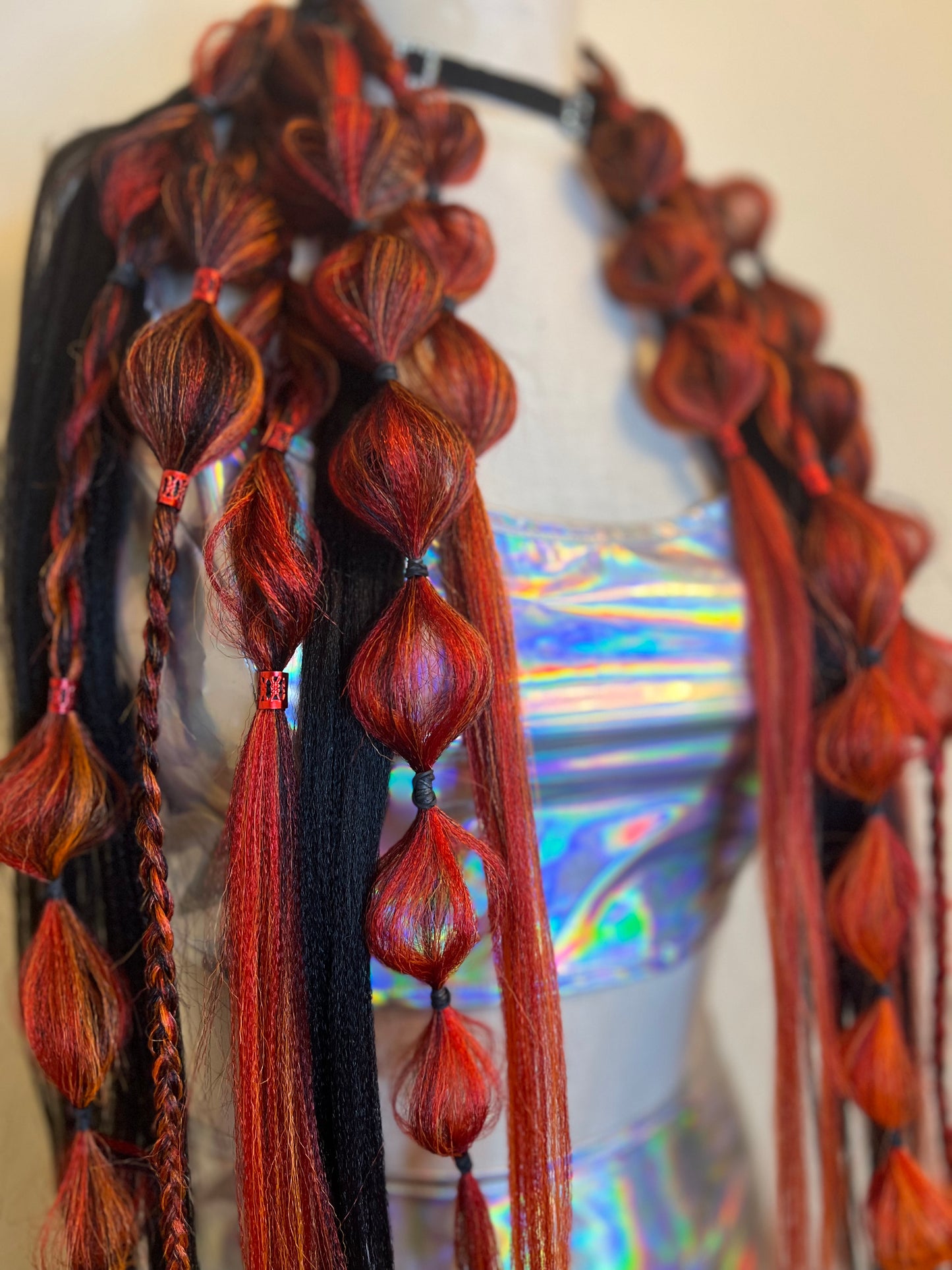 Red Hot Tie in Hair extensions