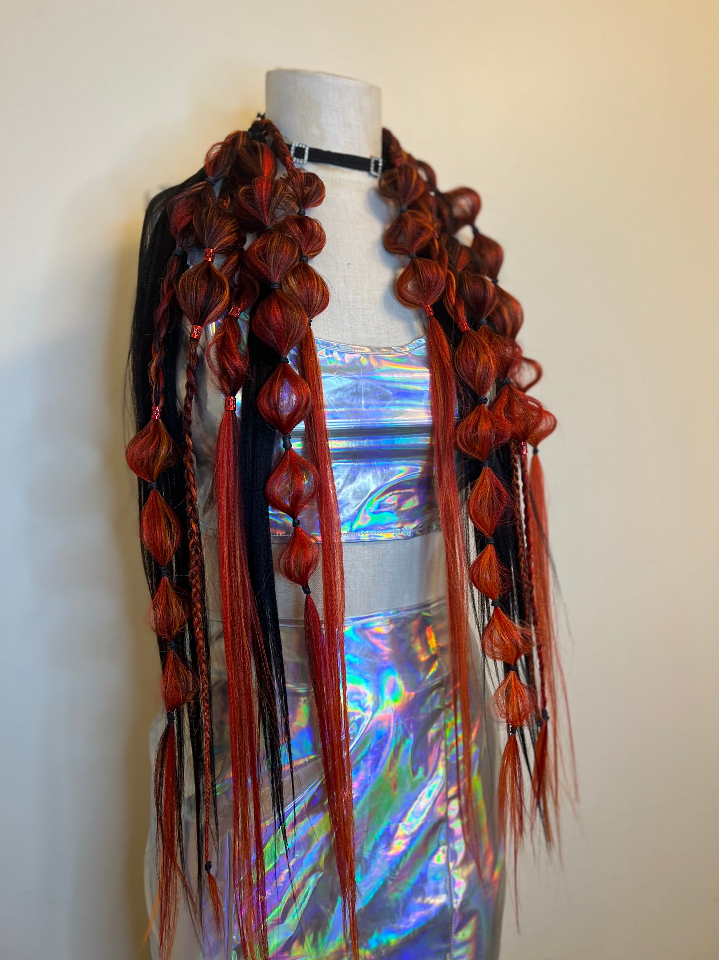 Red Hot Tie in Hair extensions